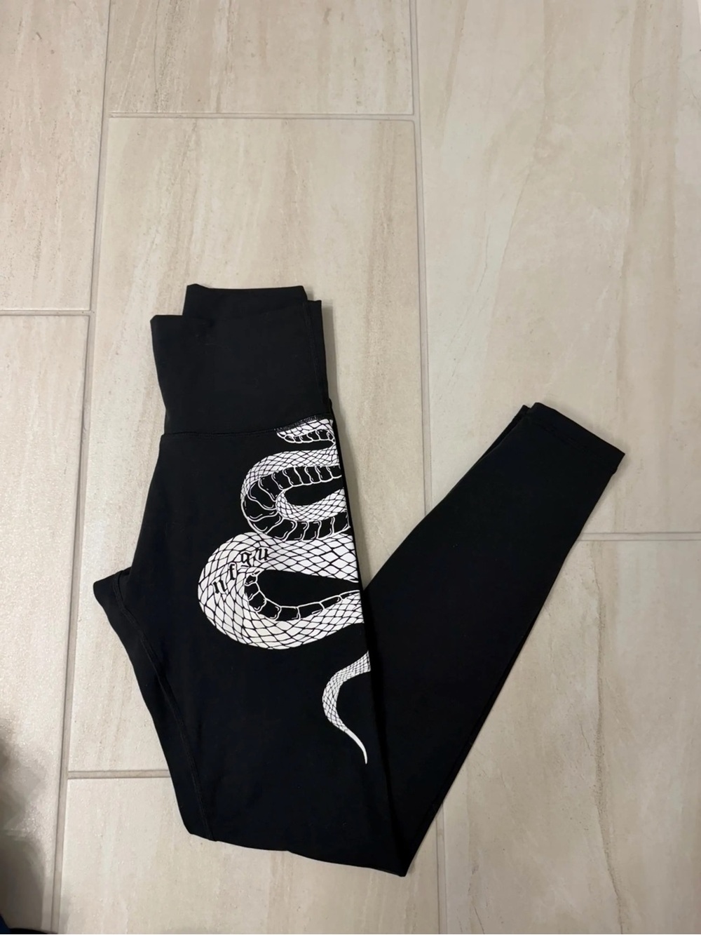Darc Sport Black Leggings with White Snake Graphic